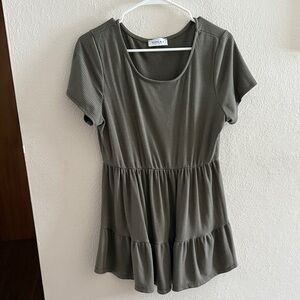 Olive Green Ribbed Short Sleeve Top Maternity